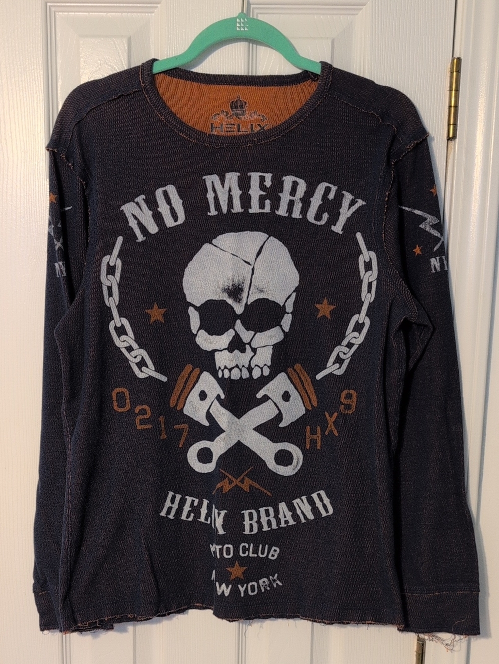 Men's Helix Black Long-Sleeve Graphic Tee with Brown Accents